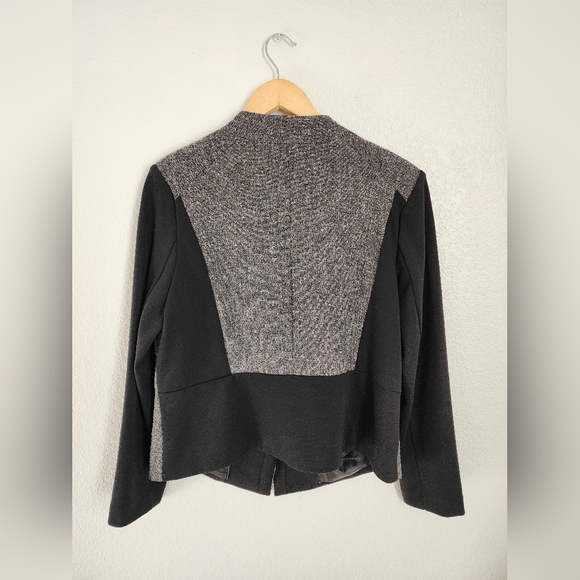 Women's XL Black Gray Asymmetrical Zip Career Church Blazer Jacket - Picture 3 of 6